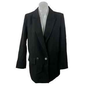 Zara Women's Oversized Black Notched Collar Long Sleeve Blazer Coat Jacket Sz S